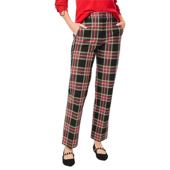 J. CREW Kallie Stewart Tartan Plaid Pant Christmas Holiday Size 8 NEW - Picture 1 of 11